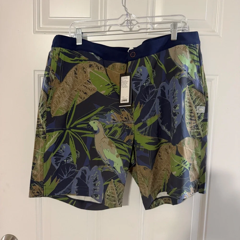 Rhone Barrier Swim Short XL Tropical Floral Green Blue 6 Inch Inseam 101560-961
